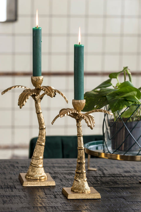Candelabro Palma Dorada 26 cm Candelero Candelabro
