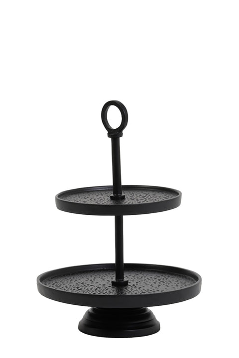 Etagere 2 Stöckig Metall Matt Schwarz Deko Ständer 2 Lagig 6607112