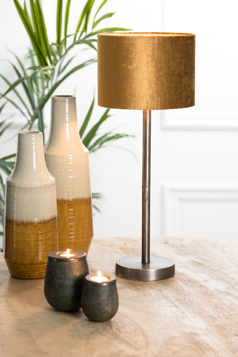 Table lamp round raw antique nickel table lamp height 50cm
