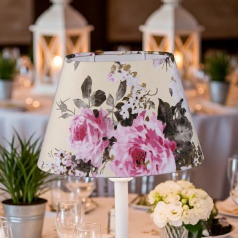 Lampenschirm für Tischleuchte in Oval Creme Rosen Blumen Wandleuchte Nachttischlampe