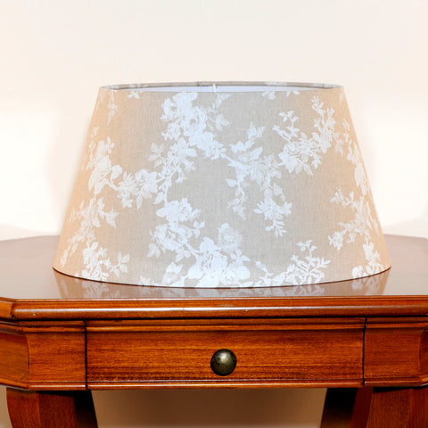 Tischlampenschirm Beige Blume Weiß