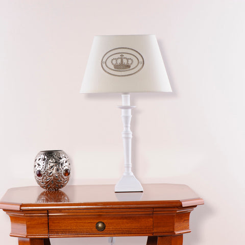 Tischlampe Matt Weiß Schirm Oval Creme