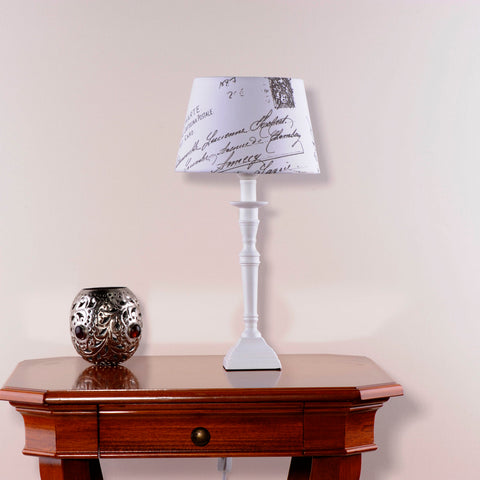 Tischlampe Matt Weiß Schirm mit Tex