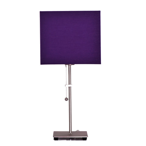tischlampe nickel matt schirm vierkant polycotton lila