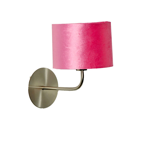 wandleuchte nickel matt komplett schirm zylinder velur rosa