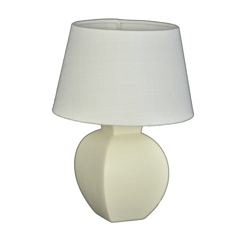 tischleuchte keramik beige lampenschirm leinen weiß