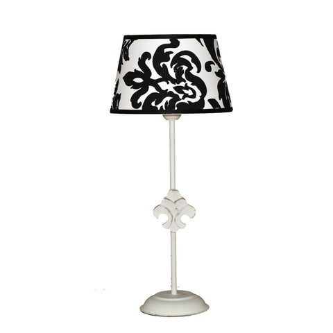 tischlampe metall antik weiss lampenschirm leinen schwarz weiss
