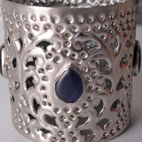 Windlicht Marrakesch Glasstein Blau