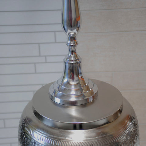 Tischlampe Rund Alu Chrom Poliert