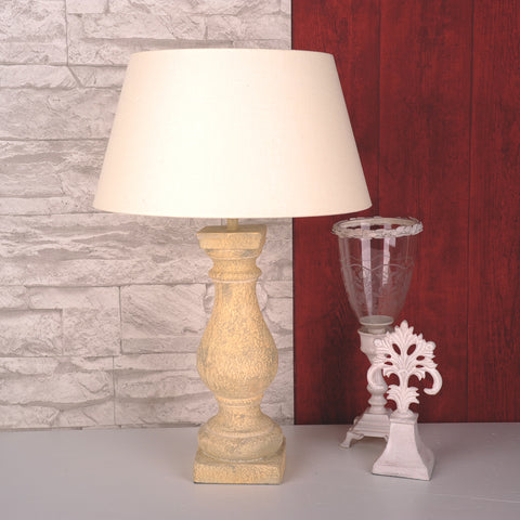 Tischlampe Beige Lampenschirm Rund Leinen Beige