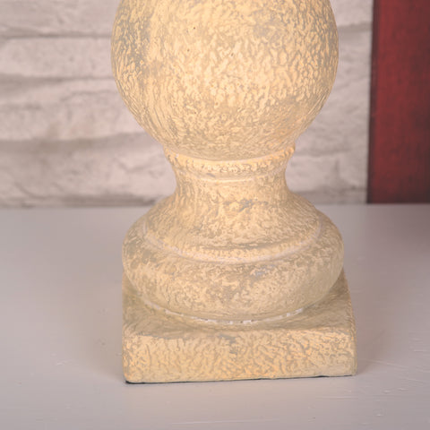 Lámpara de mesa polystone beige cepillada redonda algodón crema 915803