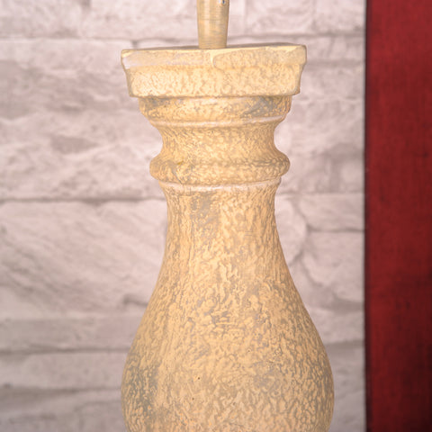 Lámpara de mesa polystone beige cepillada redonda algodón crema 915803