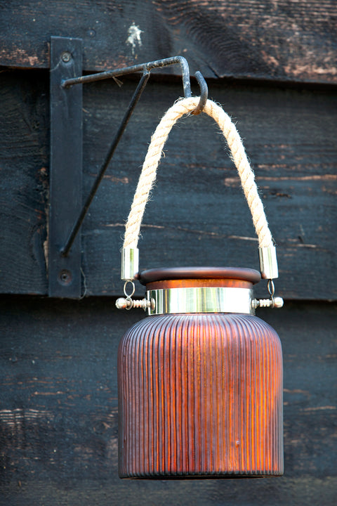 windlicht glas braun silber