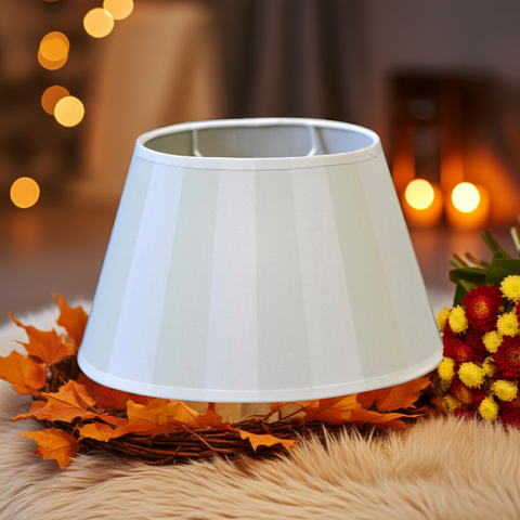 Lampenschirm für Tischleuchte in Oval Streifen Hell Olive Grau Tischlampe Wandleuchte 25-15-16