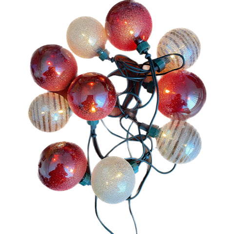 Luces de hadas con bolas de cristal en oro rojo para árbol de Navidad.
