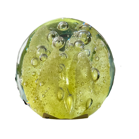 Adorno de cristal amarillo coral, bola de flor, pisapapeles de cristal, adorno de planta marina Ø8x8cm
