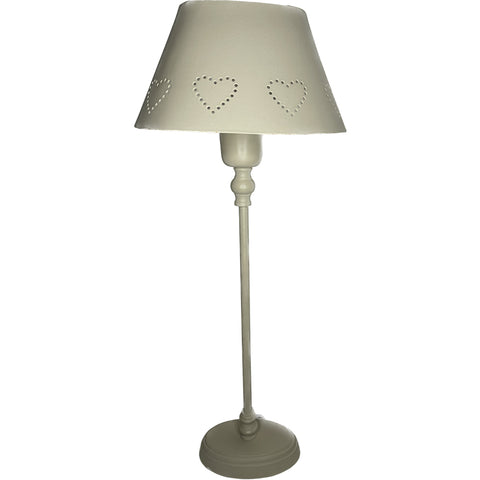 Lámpara de mesa ovalada de metal beige con forma de corazón