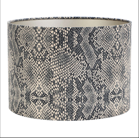 Pantalla cilíndrica de terciopelo con decoración de pitón marrón para lámpara de mesa 30-30-21