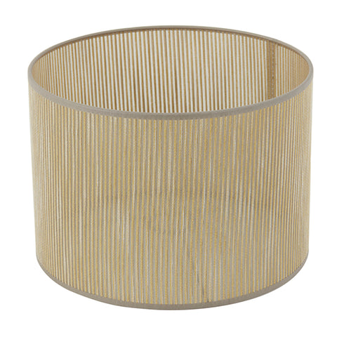 Lampenschirm Zylinder in leinen gestreift transparent Taupe Gold für Tischleuchte Tischlampe 30-30-21