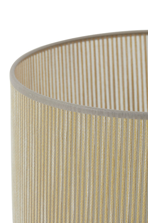Lampenschirm Zylinder in leinen gestreift transparent Taupe Gold für Tischleuchte Tischlampe 30-30-21