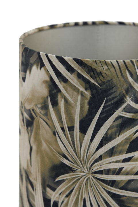 Lampenschirm für Tischleuchte in Zylinder Velours Palme Sepia Hockerleuchte Standleuchte 20-20-15cm
