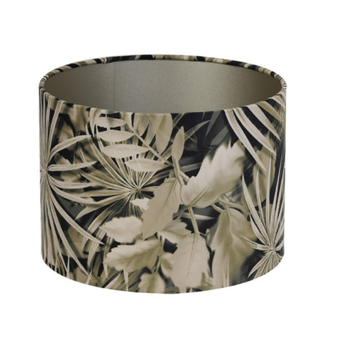 Lampenschirm für Tischleuchte in Zylinder Velours Palme Sepia Hockerleuchte Standleuchte 20-20-15cm