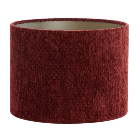 Lampenschirm Zylinder in Velours Rubin Rot für Tischleuchte Tischlampe 25-25-18
