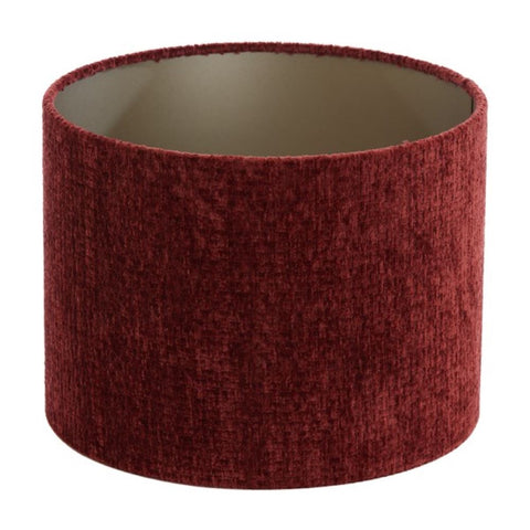Lampenschirm Zylinder in Velours Rubin Rot für Tischleuchte Tischlampe 25-25-18
