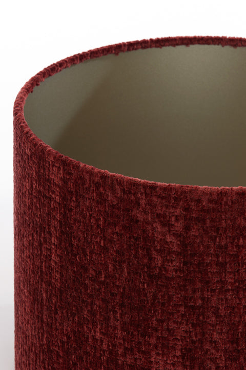 Lampenschirm Zylinder in Velours Rubin Rot für Tischleuchte Tischlampe 25-25-18
