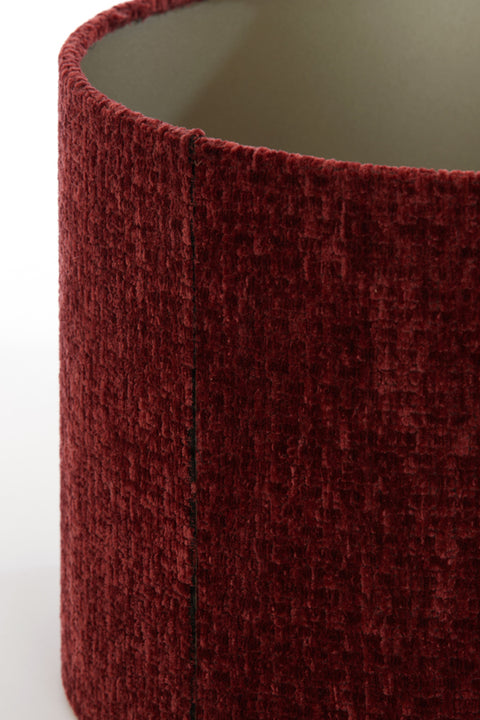 Lampenschirm Zylinder in Velours Rubin Rot für Tischleuchte Tischlampe 30-30-21