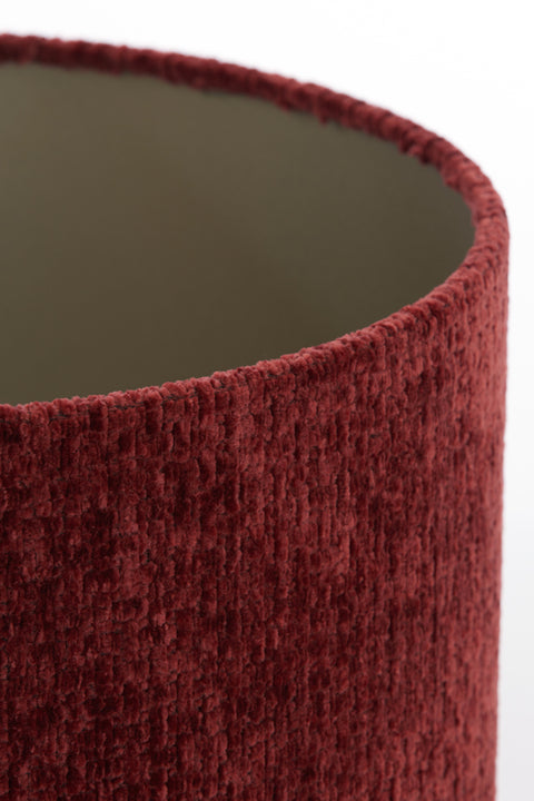 Lampenschirm Zylinder in Velours Rubin Rot für Tischleuchte Tischlampe 25-25-18