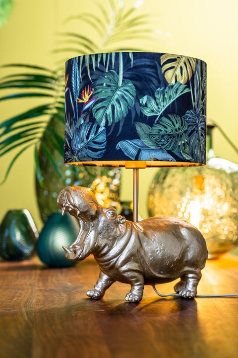 Lampshade cylinder velour jungle motifs green for table lamp hanging lamp floor lamp 30-30-21