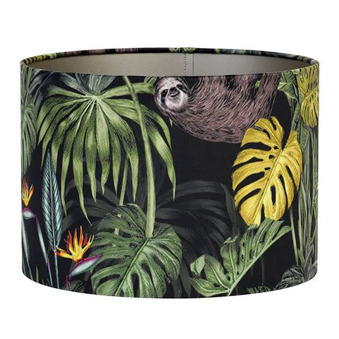 Lampshade cylinder velour jungle motifs green for table lamp hanging lamp floor lamp 30-30-21