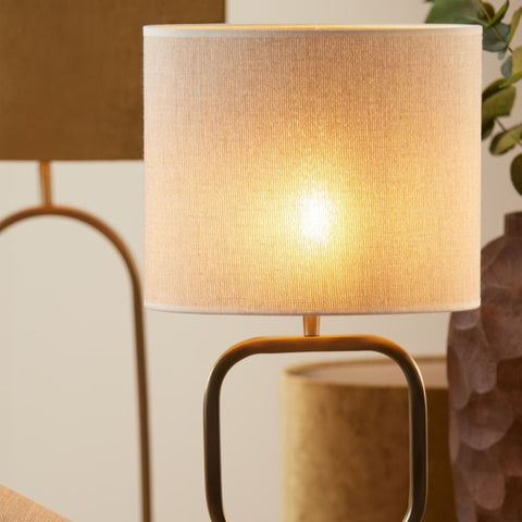 Lampenschirm Zylinder in Leinen Perle Weiß für Tischleuchte Tischlampe 25-25-18cm