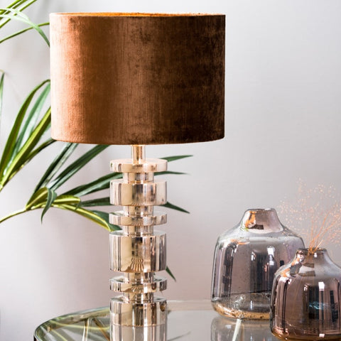 Lampenschirm Zylinder in Velours Schokobraun für Standlampe Hängelampe 35-35-30cm