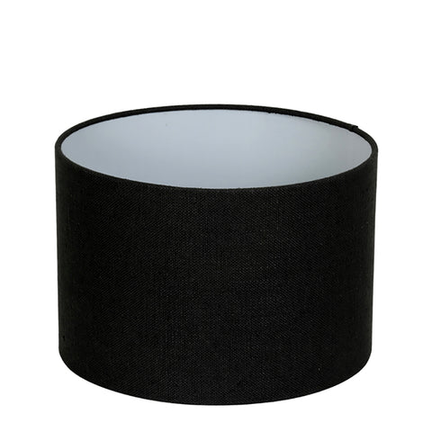 Lampenschirm Zylinder in Leinen Schwarz innen Weiß für Tischleuchte Tischlampe 30-30-21