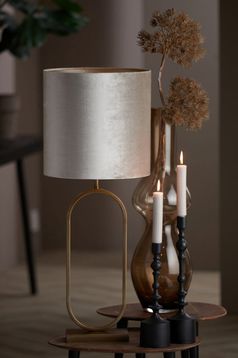 Lampenschirm für Tischleuchte Zylinder Velours Zink Taupe 35-35-34cm
