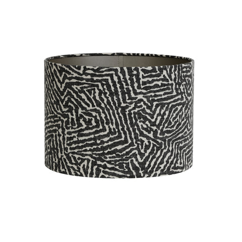 Lampshade cylinder linen white grey patterned TL 30-30-21