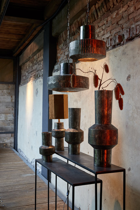 Lampenschirm Sechseckig in Velours Braun für Tischleuchte Tischlampe 35-35-42