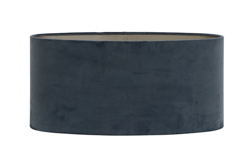 Lampenschirm Oval in Velours Blau für Tischleuchte Tischlampe 38-38-19cm