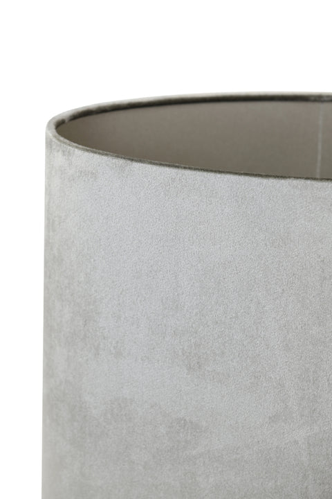 Lampenschirm für Tischleuchte Oval Velours Zink Taupe 38-38-19cm