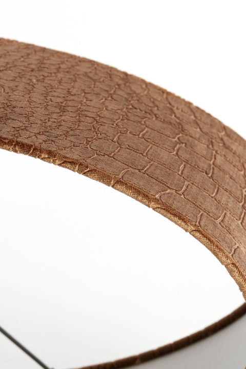 Lampenschirm Oval in Velours Braun mit Kroko Prägung für Tischleuchte Tischlampe 38-38-19cm
