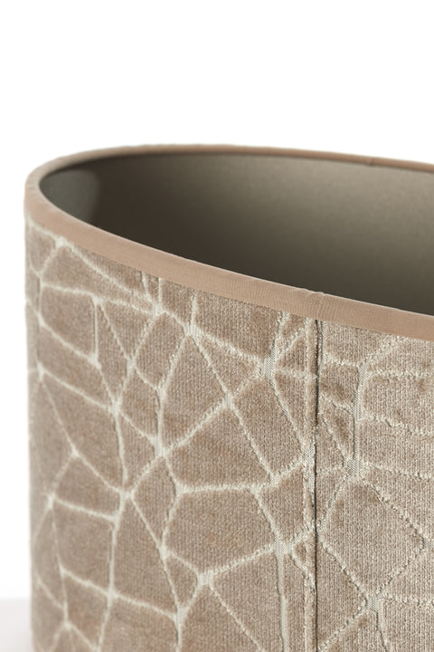 Lampenschirm Oval Textil Samt-Optik in Beige Taupe Tischleuchte Hängeleuchte Standleuchte 45-45-22cm