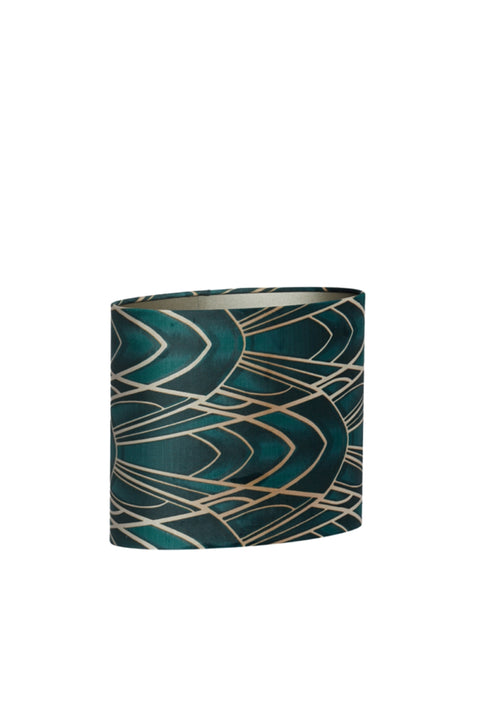 Oval lampshade in velour with floral motifs in green for table lamp 38-38-28