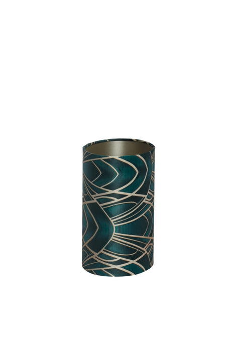 Oval lampshade in velour with floral motifs in green for table lamp 38-38-28