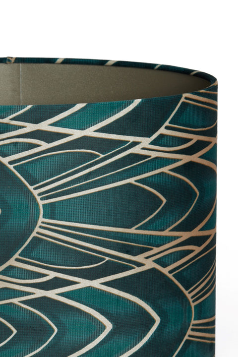 Oval lampshade in velour with floral motifs in green for table lamp 38-38-28