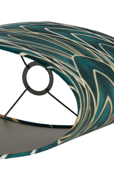 Oval lampshade in velour with floral motifs in green for table lamp 38-38-28