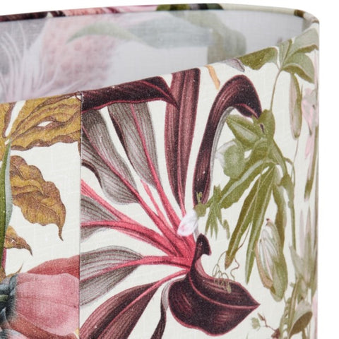 Lampenschirm Oval in Velours Passionsblumen Weiß 58-58-27cm