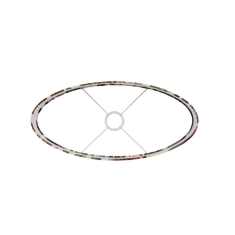 Lampenschirm Oval in Velours Passionsblumen Weiß 58-58-27cm