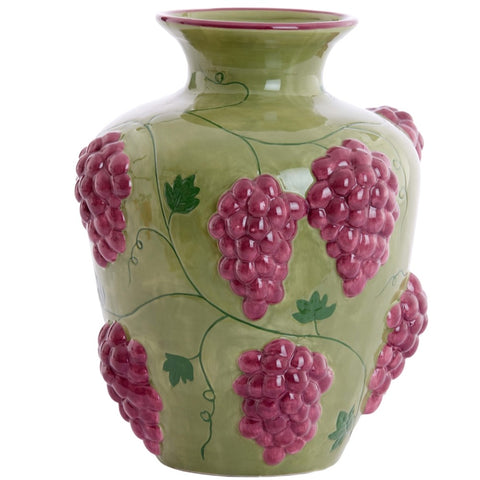 Deko-Vase Grape mit 3D-Traubenrelief Grün Weinrot Ø26 x 31 cm